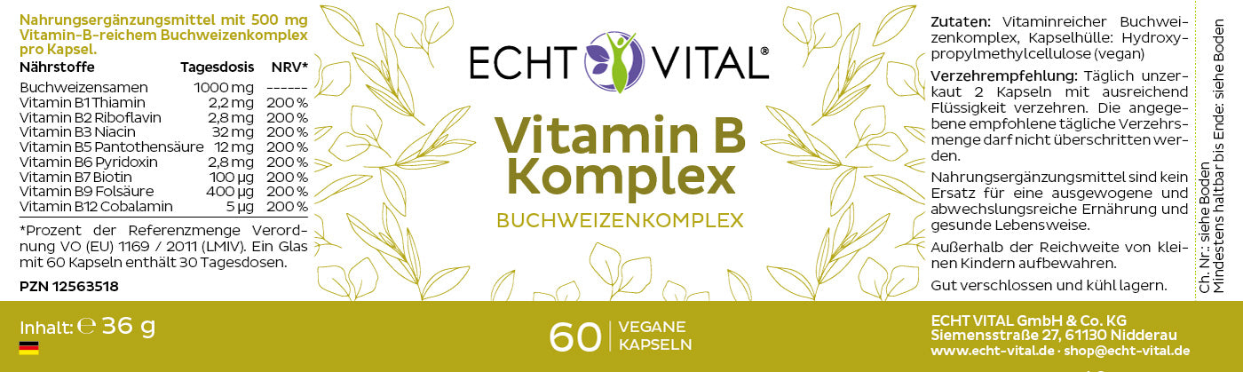 Nature Aktiv Vitamin B Komplex – 1 Glas mit 60 Kapseln