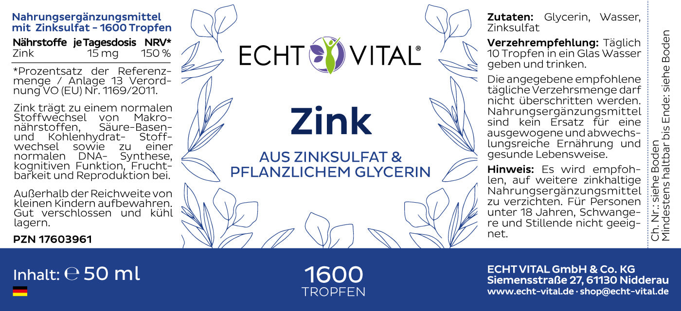 Nature Aktiv Zink Tropfen – 1 Flasche mit 50 ml