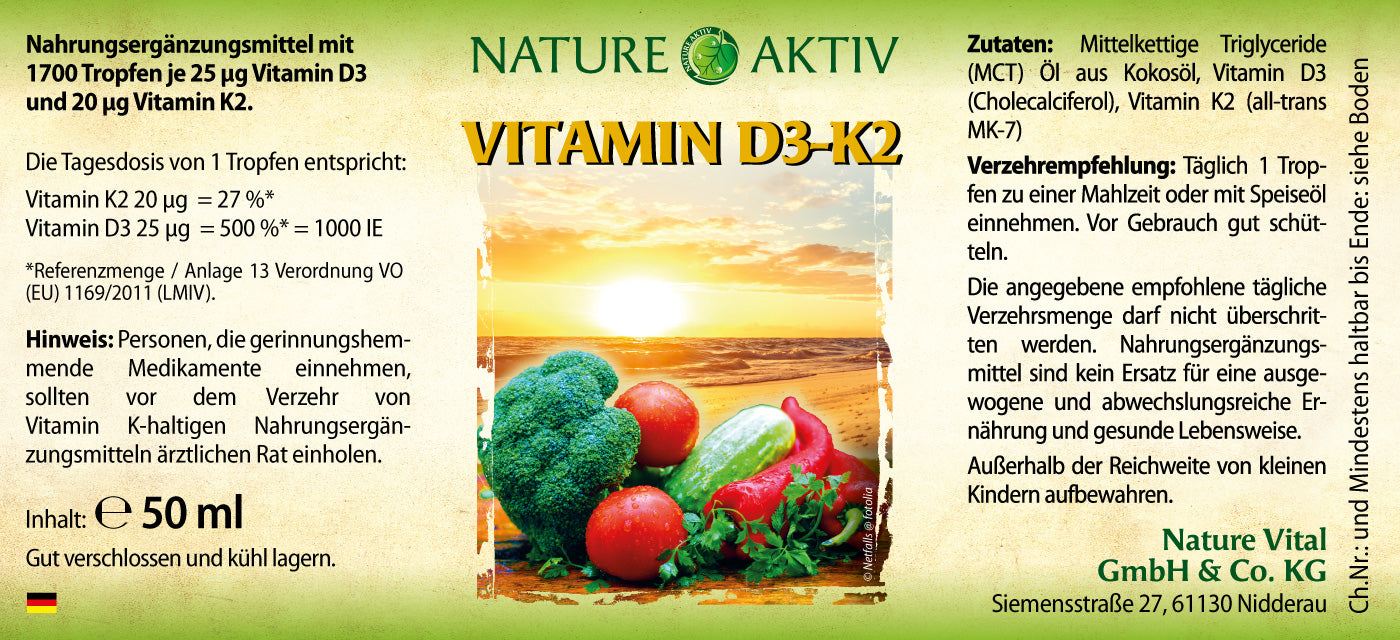 Nature Aktiv Vitamin D3 - K2 – 1 Flasche mit 50 ml