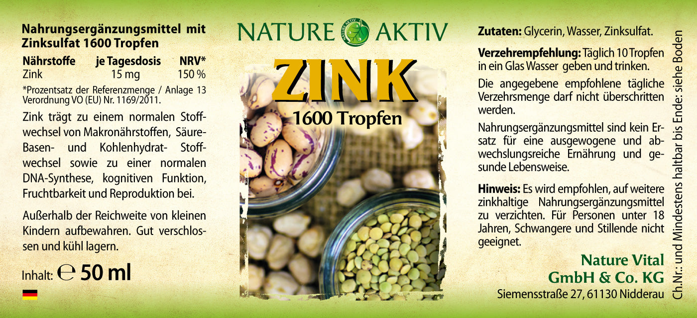 Nature Aktiv Zink Tropfen – 1 Flasche mit 50 ml