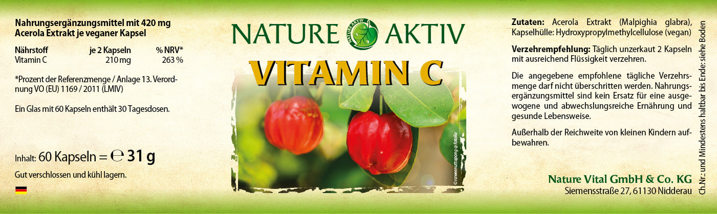 Nature Aktiv Vitamin C – 1 Glas mit 60 Kapseln